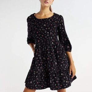 Time and Tru Floral Corduroy Dress